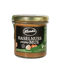 Glas mit Lemke Haselnuss Creamy Mus – 100% geröstete Haselnüsse, vegan, ohne Zusätze. Perfekt für Aufstriche, Backwaren & Desserts.